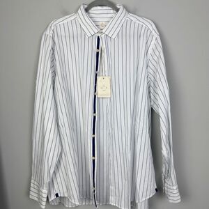GMF 965 | NEW Men’s White & Blue Long Sleeve Button Front Shirt Size 46 X-Large